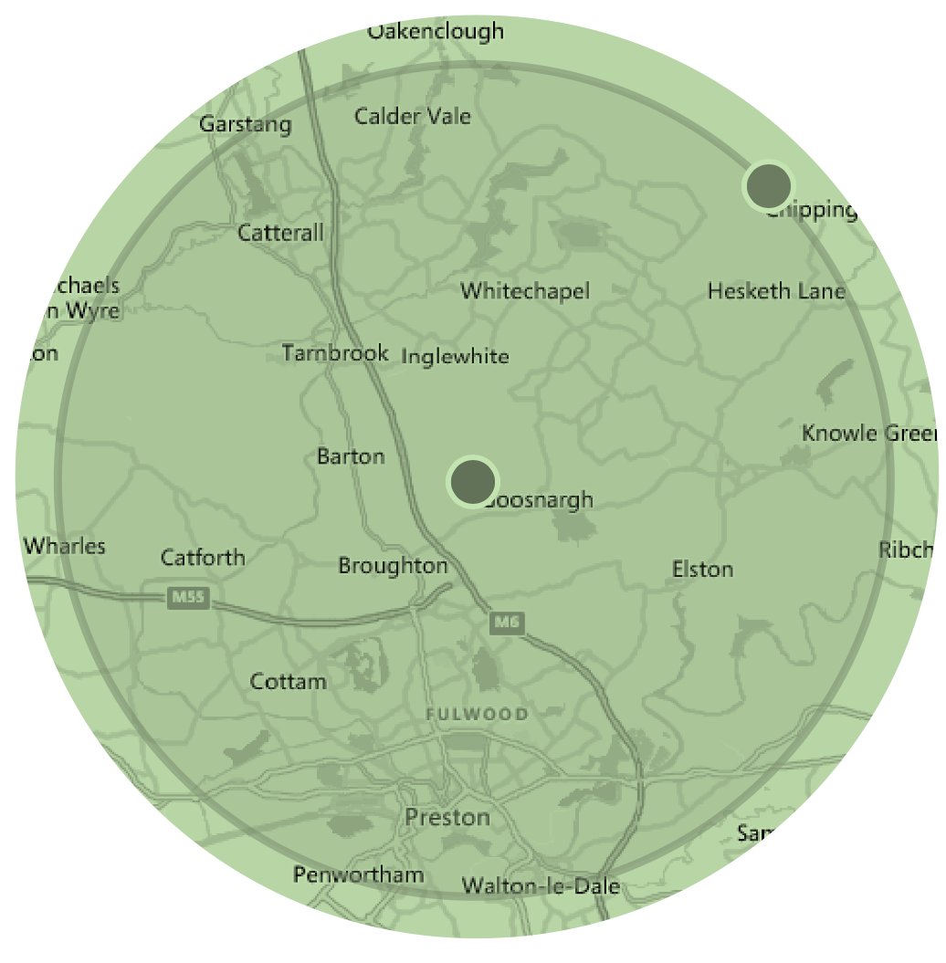 15 mile radius of Goosnargh